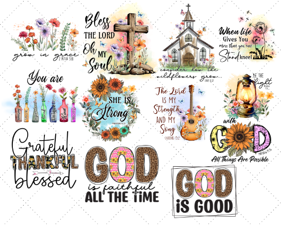 Christian Sublimation PNG 75+ Unique Bundle
