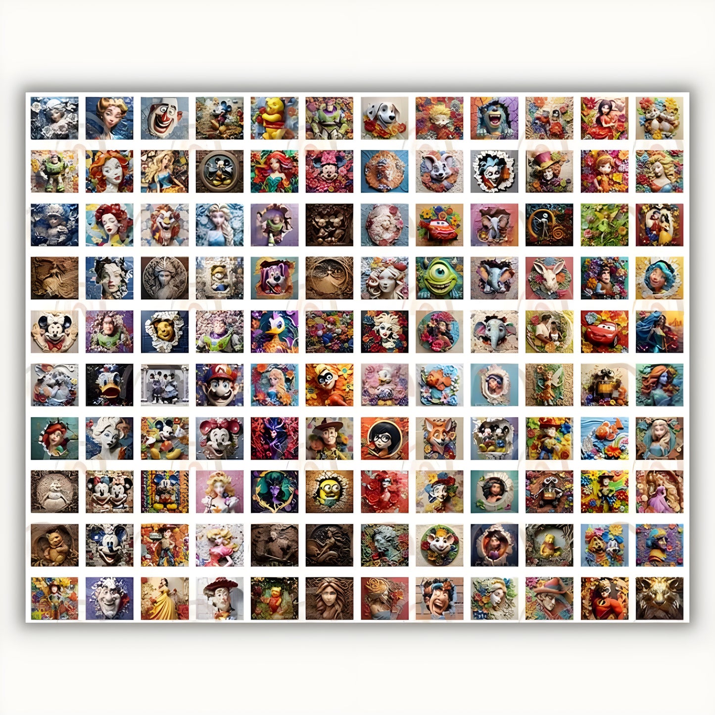 Disney Characters 3D Tumbler Designs 120+ PNG digital download