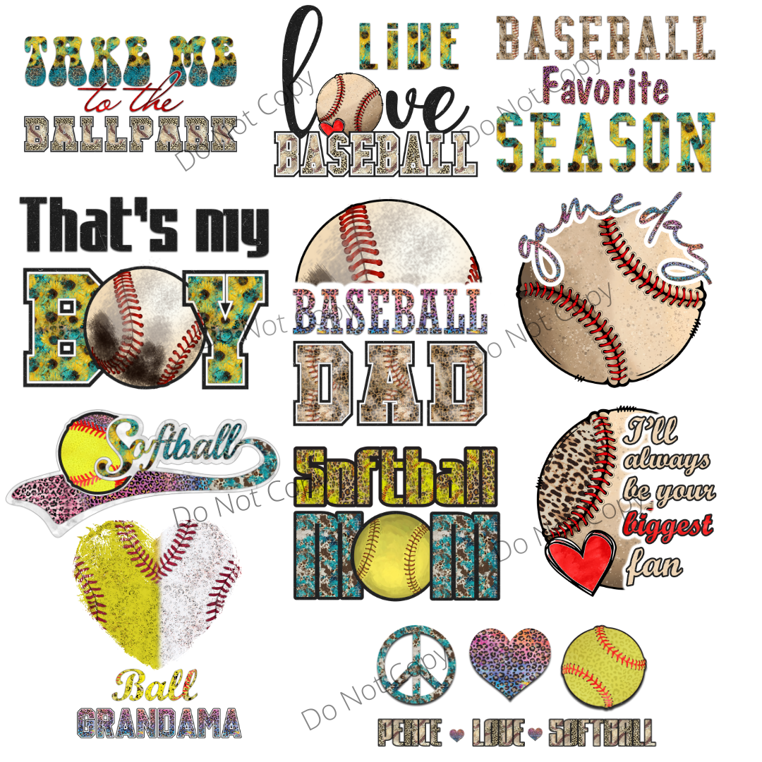 Softball Sublimation 32 Design PNG Files