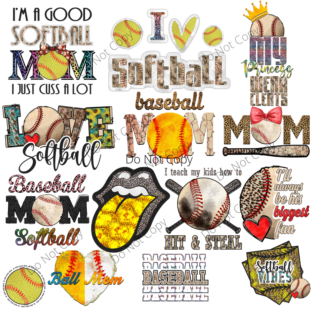 Softball Sublimation 32 Design PNG Files