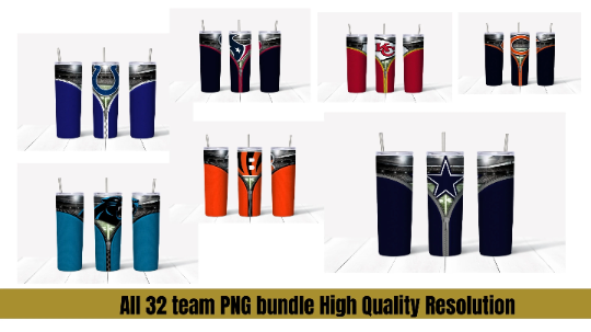 NFL Football All 32 Teams Skinny Straight & Tapered Tumbler Designs Bundle