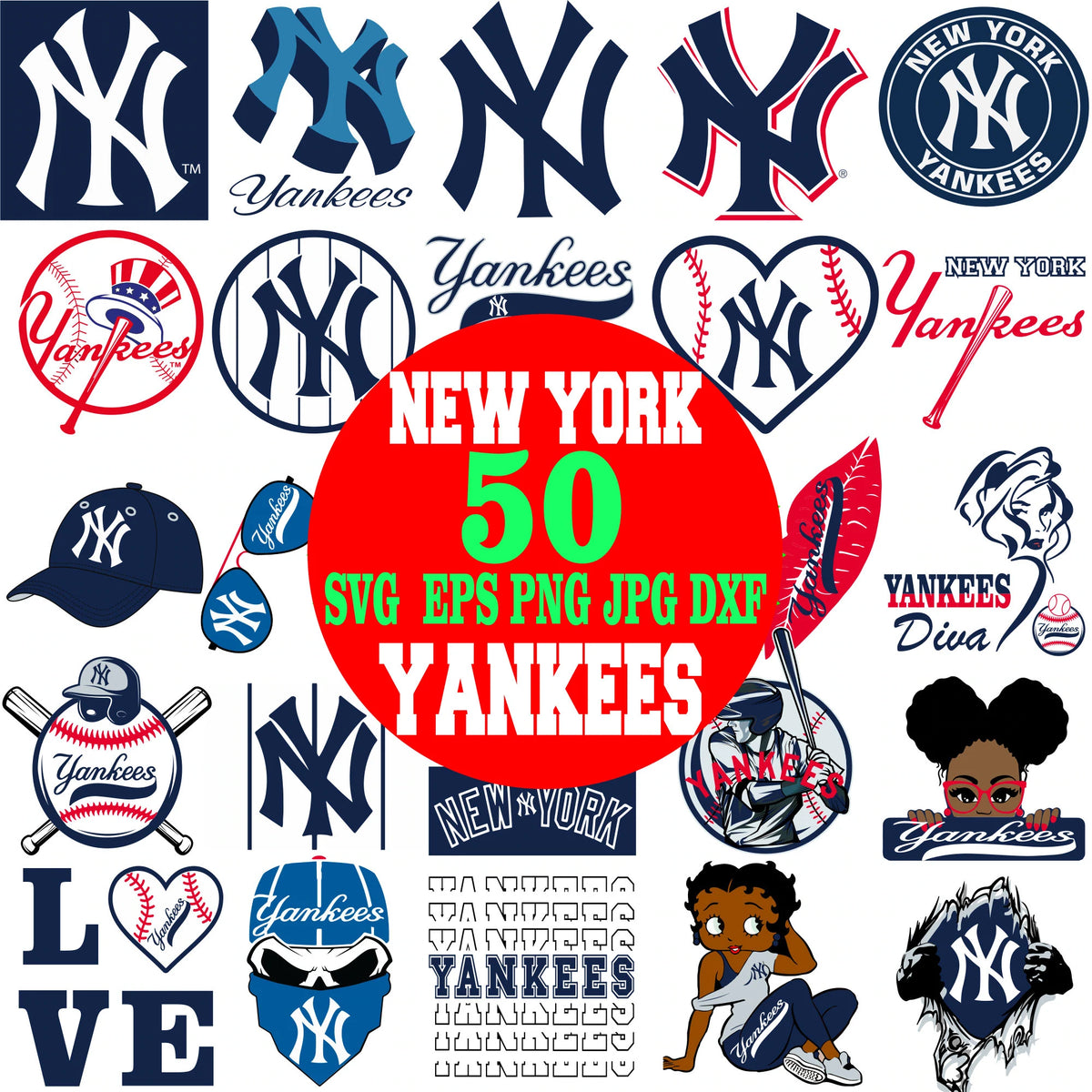 NEW YORK YANKEES MLB TEAM LOGO SVG BUNDLE – Family Supply Digitals