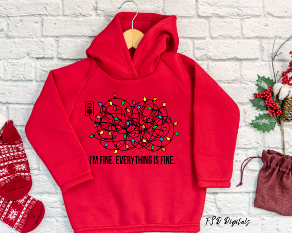 I’m Fine Everything is Fine Tangled Christmas Lights SVG and PNG digital files