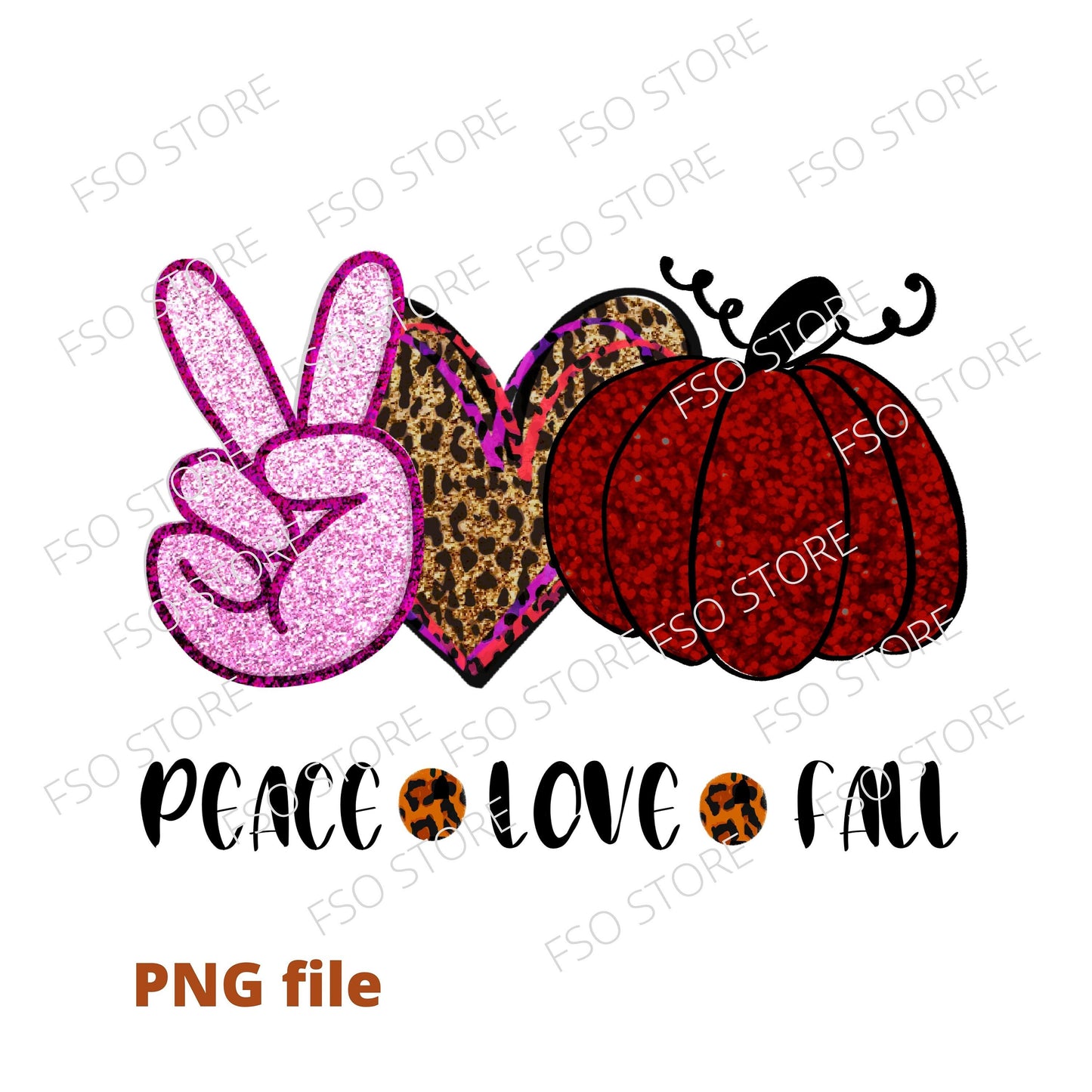 Peace, Love, Fall Pumpkin PNG file
