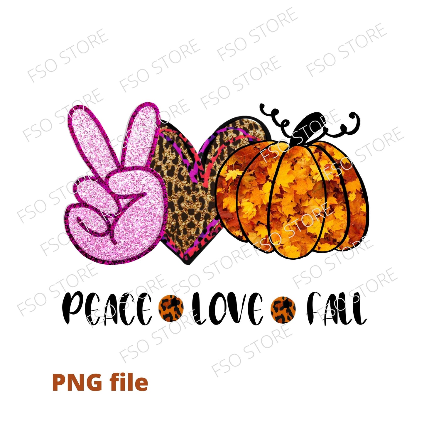 Peace love fall PNG file