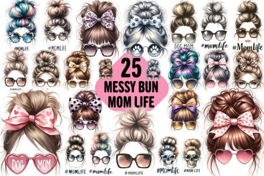 Messy Bun Mom Life Sublimation Bundle