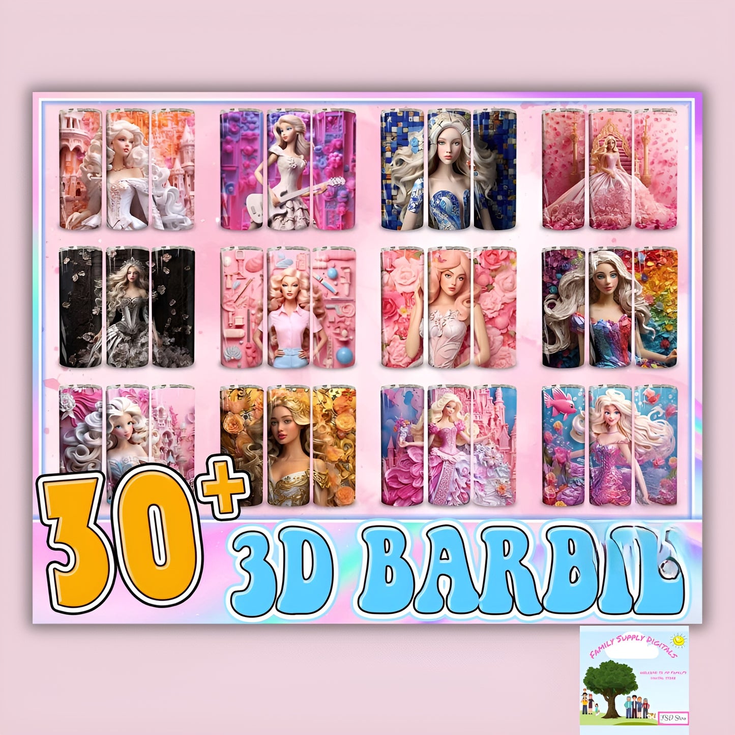 30+ 3d Barbie tumbler sublimation designs. Skinny straight and tapered tumblers