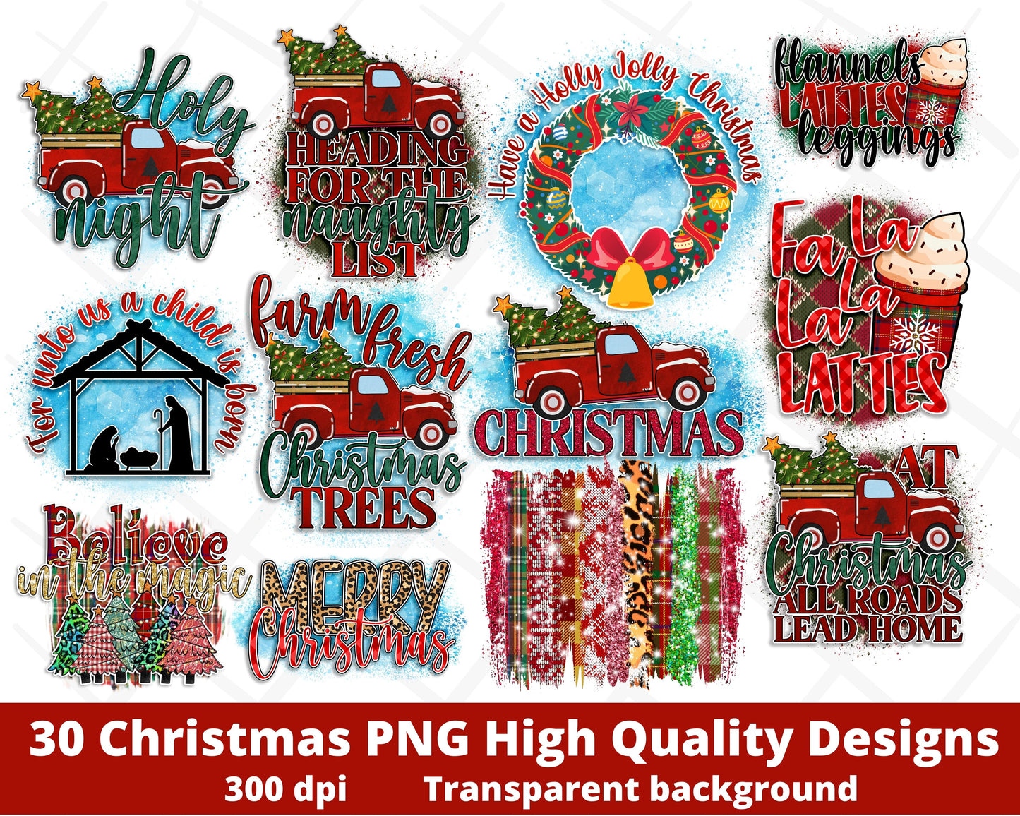 Christmas 30 Design Sublimation Bundle PNG Bundle