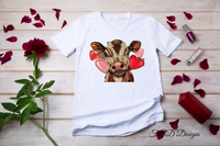 Valentine Cows with hearts Sublimation PNG files