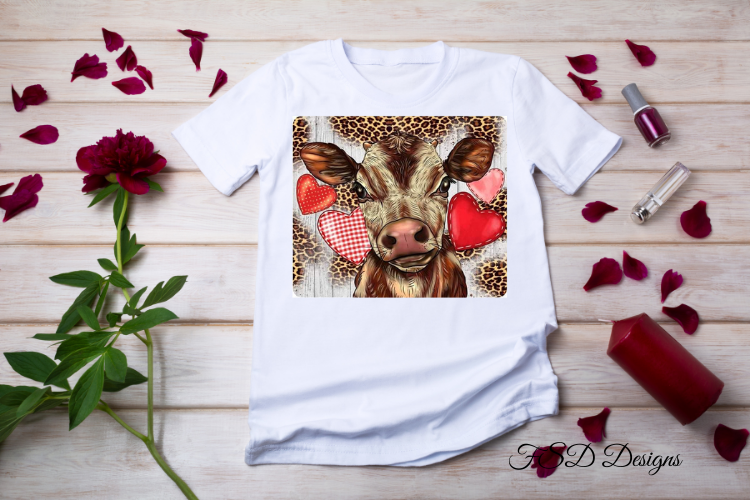 Valentine Cows with hearts Sublimation PNG files