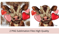 Valentine Cows with hearts Sublimation PNG files