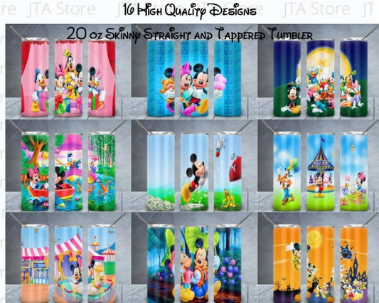 Disney Mickey Mouse and friends 16 Straight and Tapered Tumbler Designs Bundle