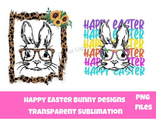 Happy Easter Bunny with glass Sublimation Designs