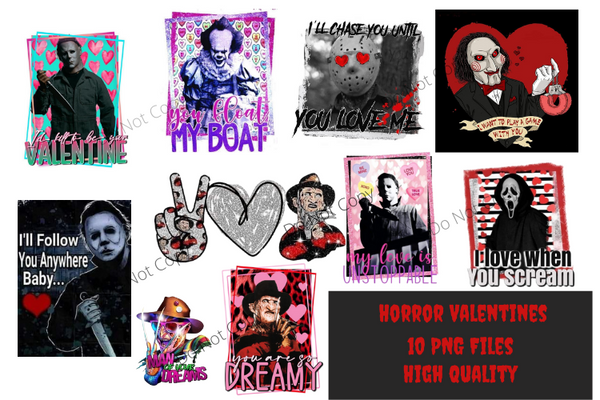 Scary Horror Valentines 10 PNG Sublimation Files