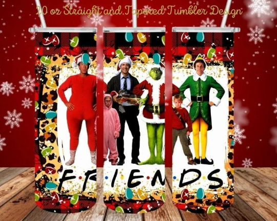 Christmas Christmas Friends Leopard Buffalo Print 20 oz Tumbler Skinny Straight PNG digital download