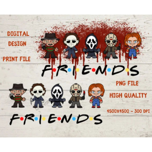 Halloween Horror Movie Killers, Jason, Freddy, Mike Myers, Ghost face, Chucky Scary Friends Png, Friends Halloween Png, Halloween Png, Funny, Horror Squad Png, PNG Dowload Digital Cricut