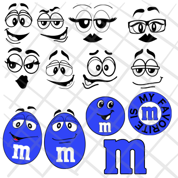 M and M's M&M Faces SVG and JPG Cutting Files for the Cricut – Family  Supply Digitals