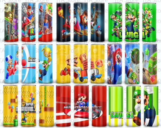 Super Mario Bros 40 Straight and Tapered Tumbler Designs Bundle