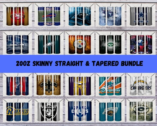 NFL Football 30 Most Popular Teams Skinny Straight & Tapered Tumbler Designs Bundle