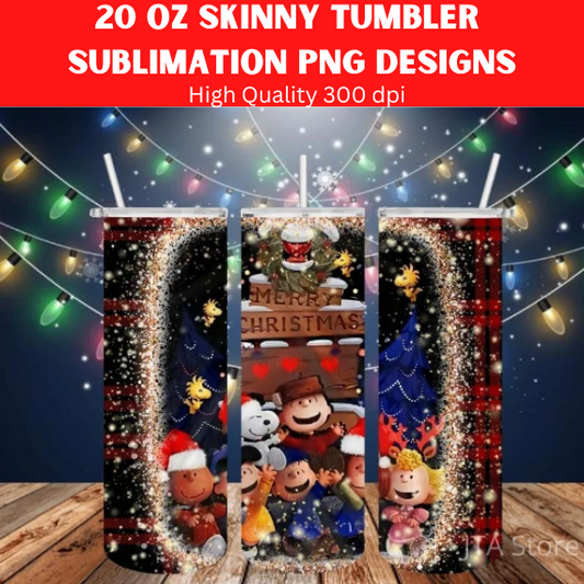 Charlie Brown Peanuts Christmas 20 oz Tumbler Skinny Straight 2 PNG digital download