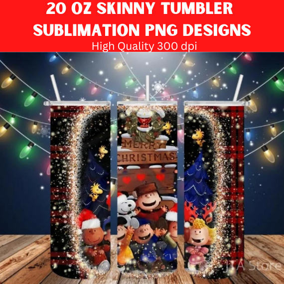 Snoopy Peanuts Tumbler Wrap PNG, Christmas Holiday 20oz