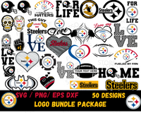 Pittsburgh Steelers SVg bundle Pack. It come with Steeler helmet designs and logos. It had 50 designs that come in SVG, PNG, EPS and DXF files. 
