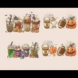 Horror Fall coffee PNG Jason, Hocus Pocus, pumpkin spice latte iced warm autumn orange digital file Sublimation design hand drawn Printable Graphic Bundle Freddy ghostface