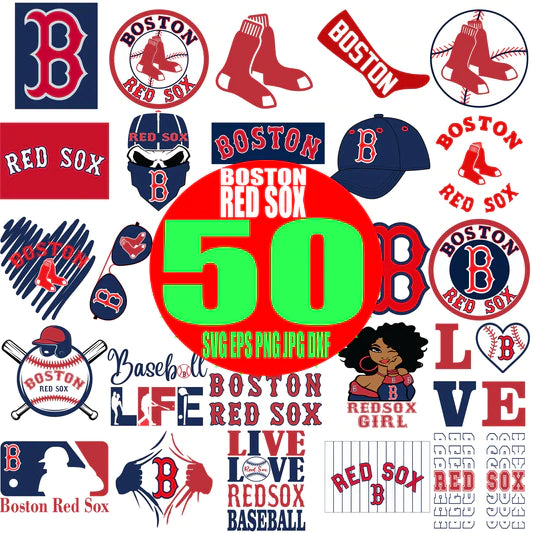 Boston Red Sox Baseball Set Design SVG Files, Cricut, Silhouette Studio,  Digital Cut Files