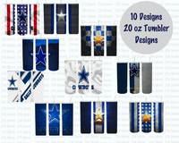 NFL Football Team Cowboys 10 Skinny Straight & Tapered Tumbler Designs Bundle