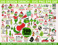 Grinch Christmas 200 designs cartoon svg bundle