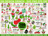 Grinch Christmas 200 designs cartoon svg bundle
