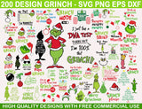 Grinch Christmas 200 designs cartoon svg bundle