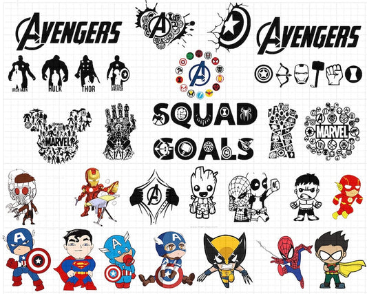 SuperHeros Clipart Digital 26 SVG bundle files