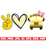 Peace Love School Bus svg