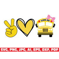 Peace Love School Bus svg