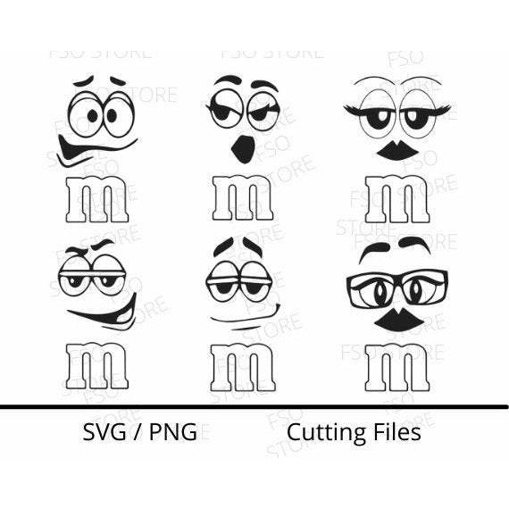 M and M's M&M Faces SVG and JPG Cutting Files for the Cricut