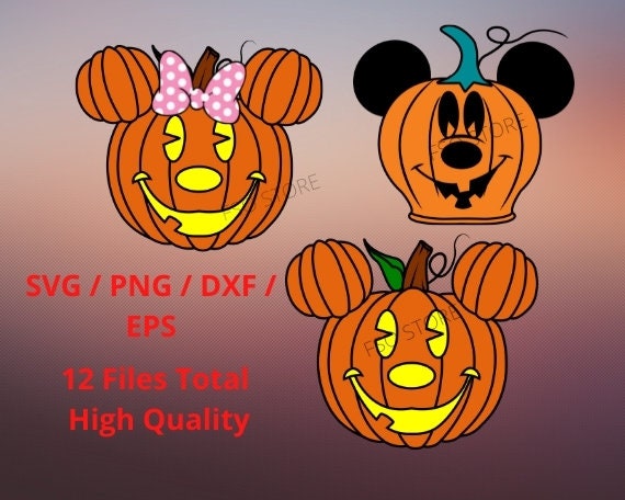 Mickey and Minnie Pumpkins in SVG and PDF Bundle/ Instant Download/ Halloween