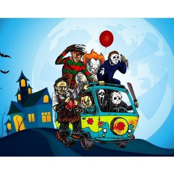 Horror Villain Van Moon Halloween Road  Digital Design Download PNG