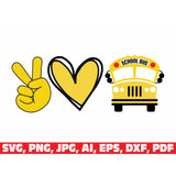 Peace Love School Bus svg