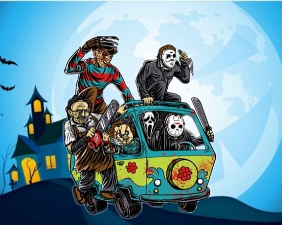 Horror Villain Van Moon Halloween Road Trip PNG Digital Download