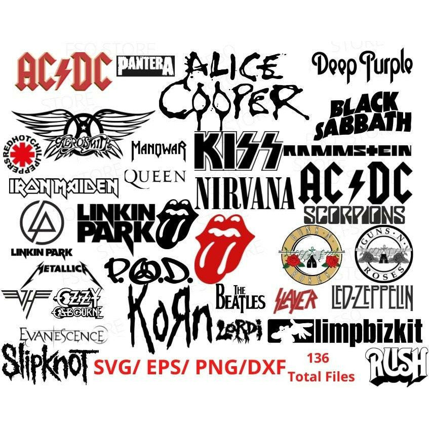 Music Rock Legends Logo SVG Bundle 136 files
