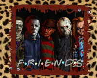 Friends Scary Leopard print PNG, Jason, Freddy, Chucky, Texas Chainsaw, Mike Myers Scary PNG