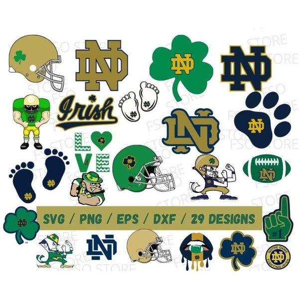 Notre Dame Fighting Irish 29 files Svg Bundle Package