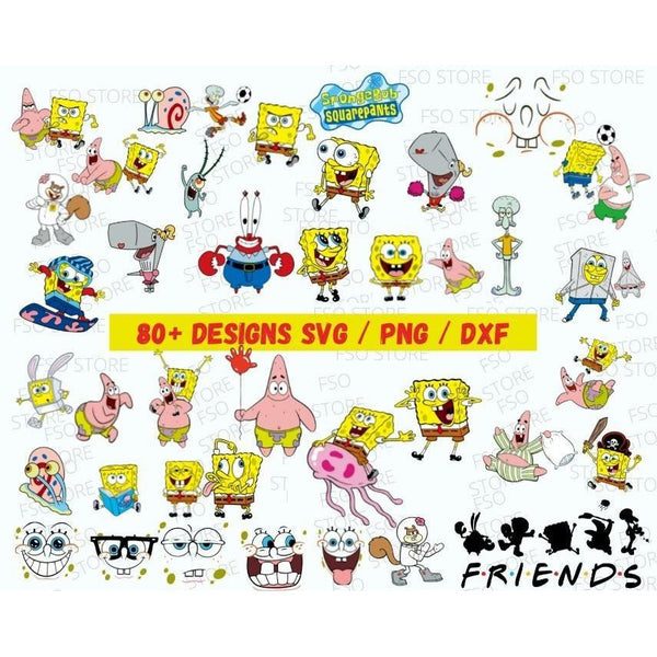 Spongebob 80+ Designs cartoon  SVG bundle Layered