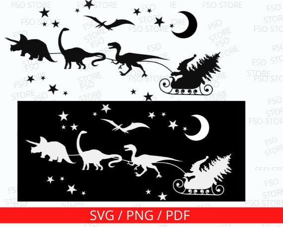 Christmas Dinosaur Sleigh Ride SVG | Family Supply Digitals