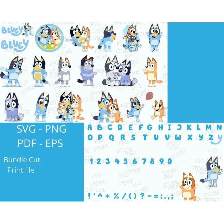 Bluey SVG Bundle Cut Files | Bluey SVG | Family Supply Digitals