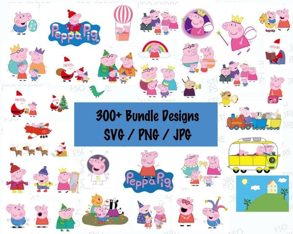 Peppa Pig Bundle 300+ Designs Cartoon SVG bundle