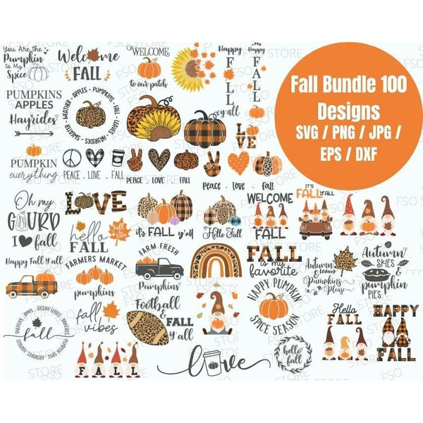 Fall 100 Designs SVG Bundle | Family Supply Digitals