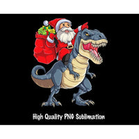 Santa Riding Dinosaur T Rex Christmas Png File