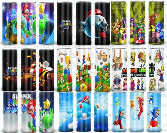 Super Mario Bros 40 Straight and Tapered Tumbler Designs Bundle